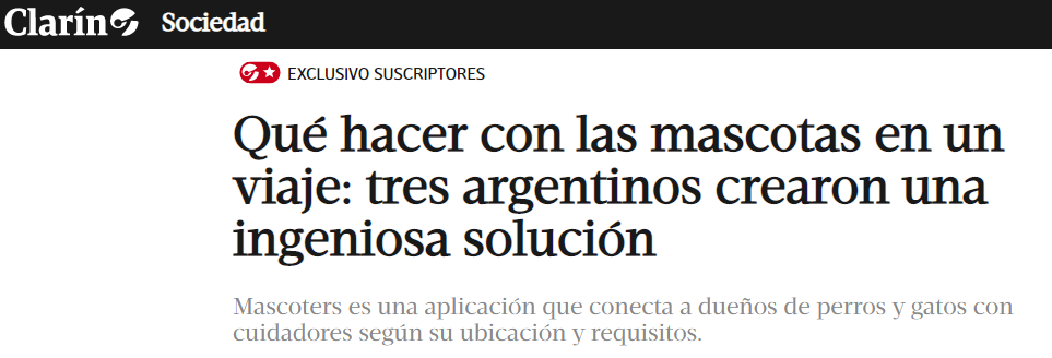 Mascoters en Clarin Digital